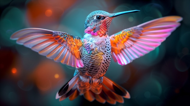 Бесплатное фото Ярко окрашенный колибри в естественной среде
