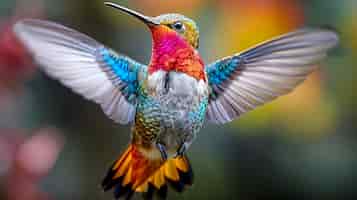 Бесплатное фото Ярко окрашенный колибри в природе