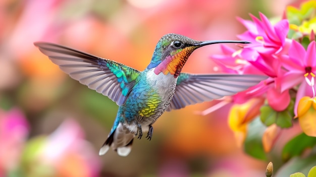 Foto gratuita colibrì dai colori vivaci nell'ambiente naturale