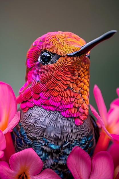 Foto gratuita colibrì dai colori vivaci nell'ambiente naturale