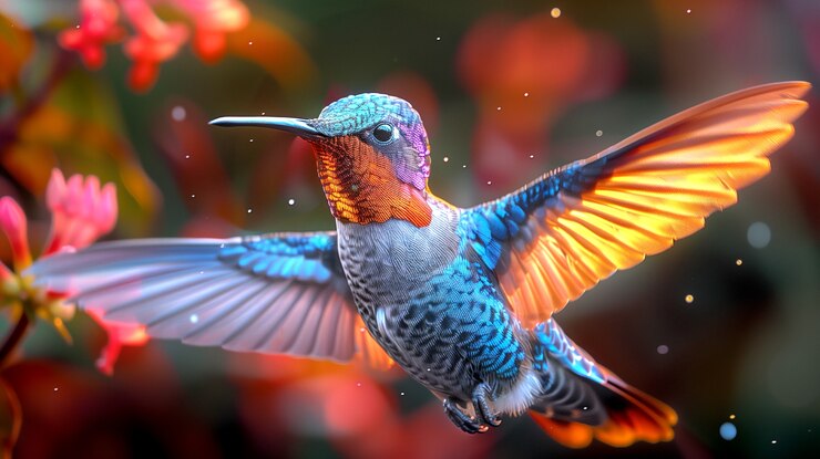 Free Photo vividly colored hummingbird in natural environment