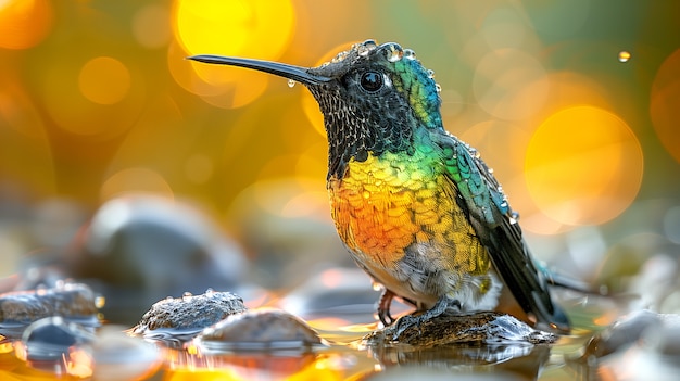 Foto gratuita colibrì dai colori vivaci nell'ambiente naturale