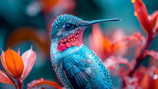 Foto gratuita colibrì dai colori vivaci nell'ambiente naturale