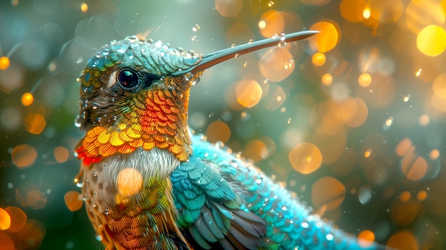 Foto gratuita colibrì dai colori vivaci nell'ambiente naturale