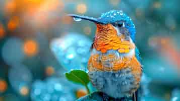 Free photo vividly colored hummingbird in natural environment