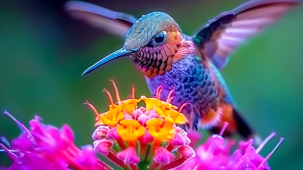 Free photo vividly colored hummingbird in nature