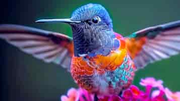 Foto gratuita colibrì dai colori vivaci in natura