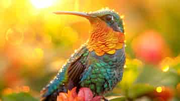 Free photo vividly colored hummingbird in nature