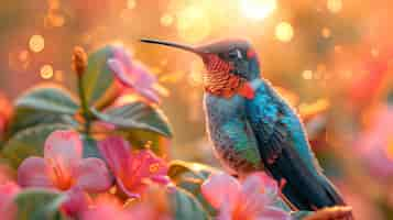 Free photo vividly colored hummingbird in nature