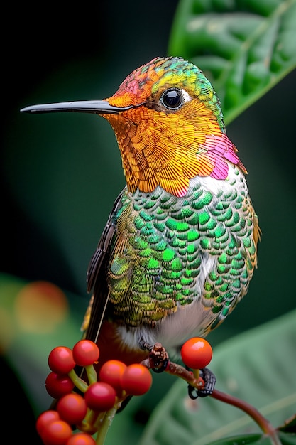 Foto gratuita colibrì dai colori vivaci in natura