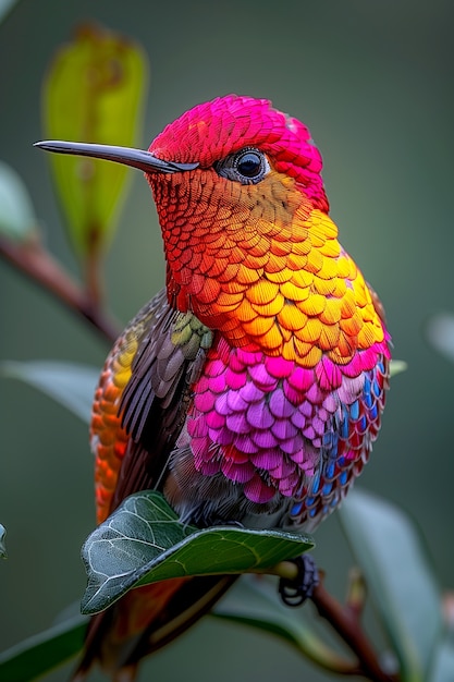 Free photo vividly colored hummingbird in nature