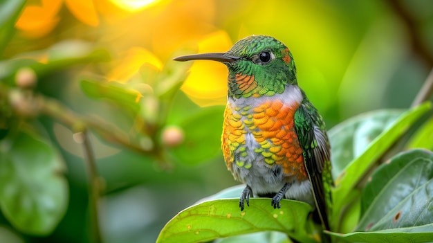 Free photo vividly colored hummingbird in nature