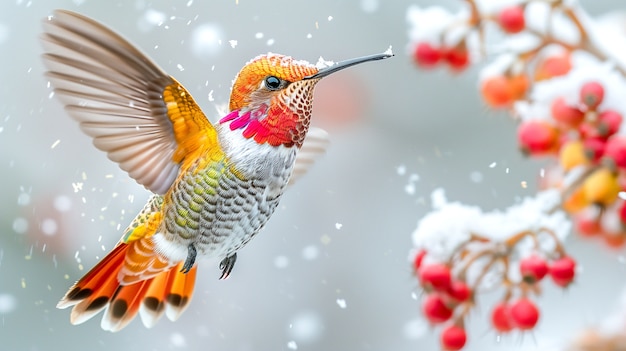 Free photo vividly colored hummingbird in nature