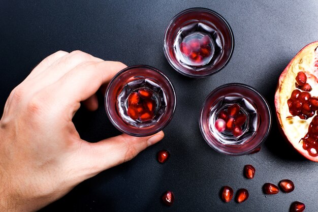 Vodka glasses on the table