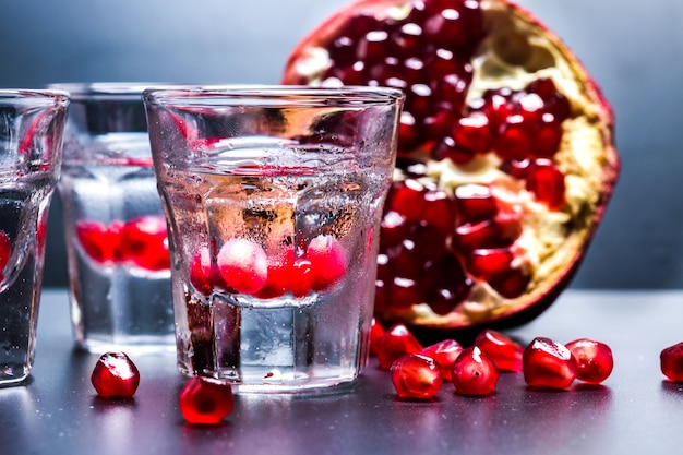 Vodka glasses on the table