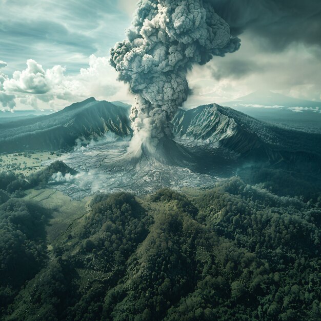 Free photo volcanic crater natural disaster