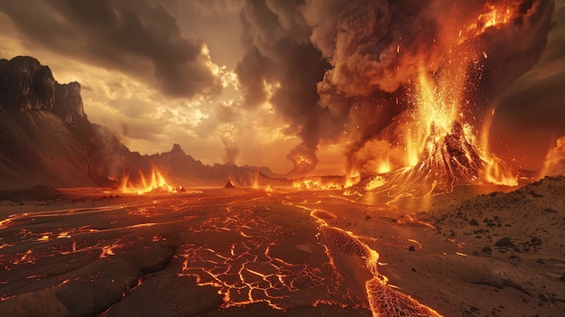 Free photo volcanic eruption natural disaster