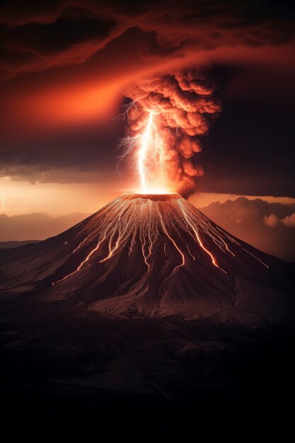 火山の噴火の風景