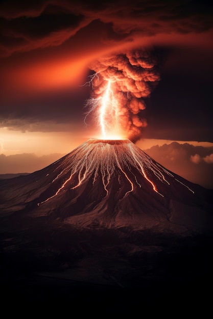 Пейзаж извержения вулкана