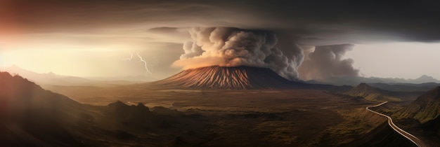 Бесплатное фото Пейзаж извержения вулкана