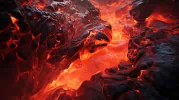 Free photo volcano spewing molten lava