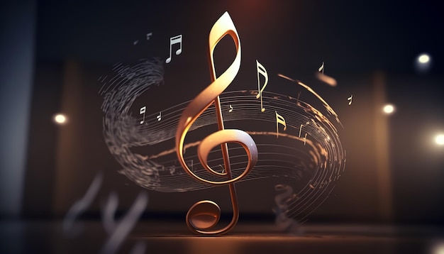 Free Photo | Volumetric musical background with a treble clef and notes ...