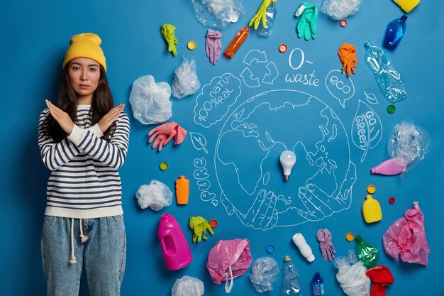 Volunteering concept for environment protection with young woman activist