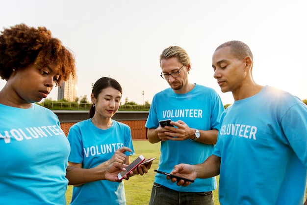 Volunteers posting on social media