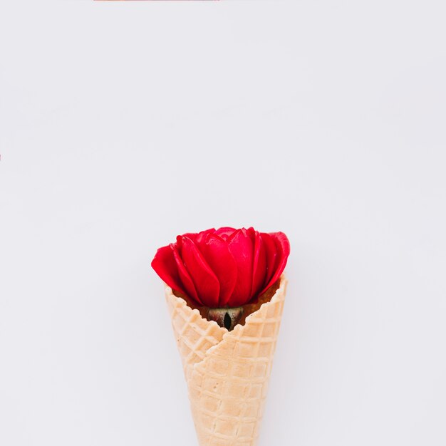 Wafer cup with red flower 