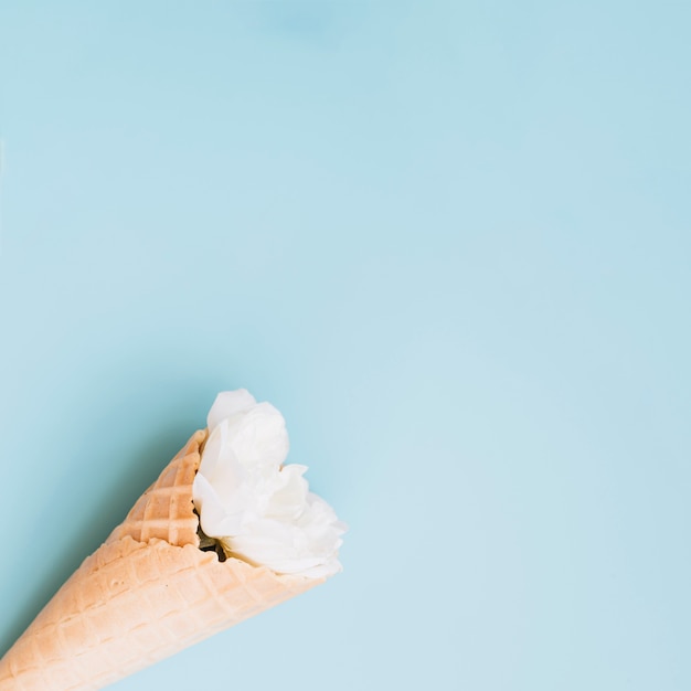 Wafer cup with white flower