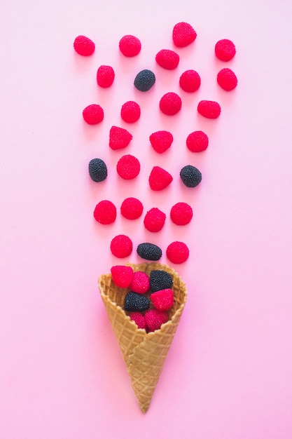 Waffle cone with berries