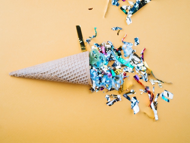 Waffle cone with different confetti