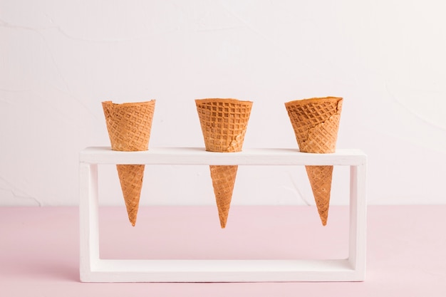 Waffle cones in holder 