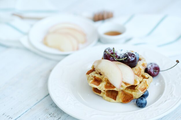 Waffles with fruit