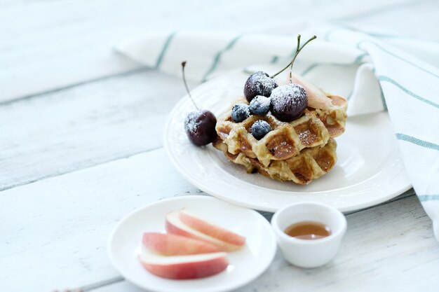 Waffles with fruit