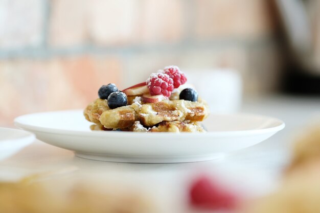 Waffles with fruit