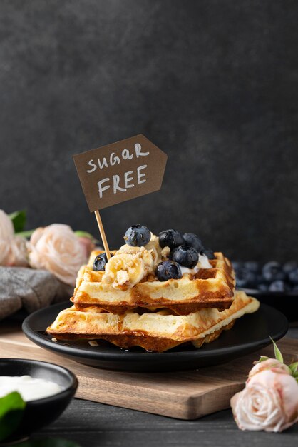 Waffles with fruits assortment