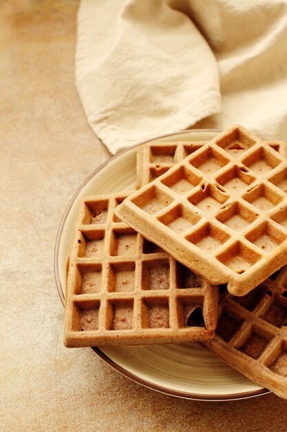 Waffles with raspberry and blueberry