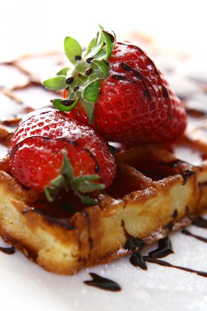 Waffles with strawberry