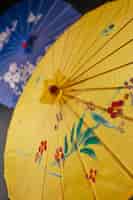 Foto gratuita ombrelli floreali wagasa in disposizione in studio
