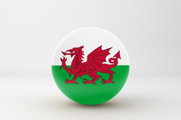 Wales Flag In White Background