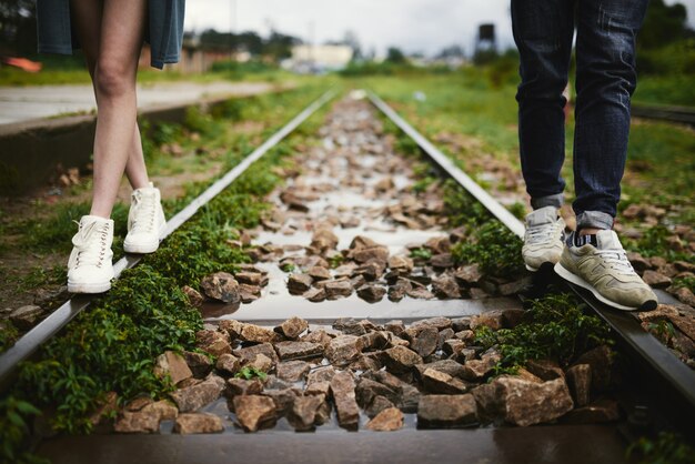 Walking along railroad