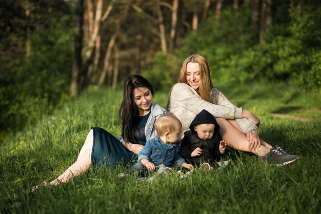 walking woman family baby happy