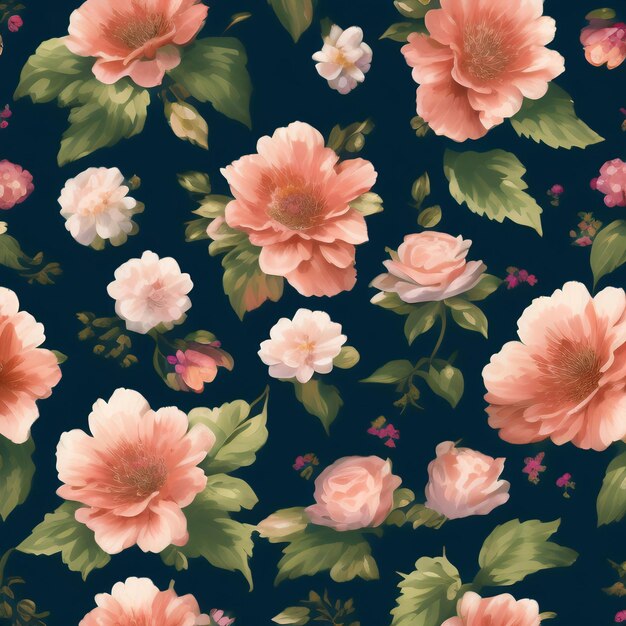 A wallpaper with a floral pattern and a green leaf.