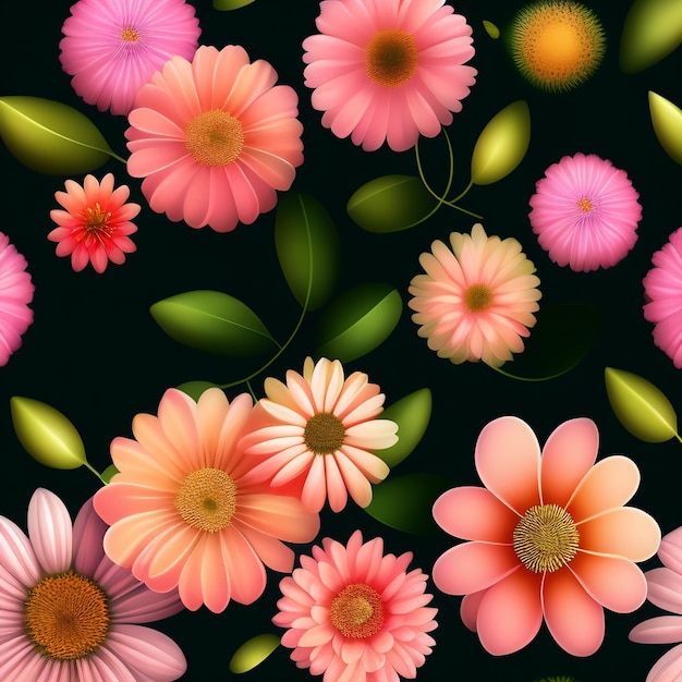 Free photo a wallpaper with a pattern of flowers on it
