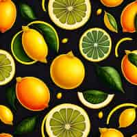 Free photo a wallpaper with a pattern of lemons and limes