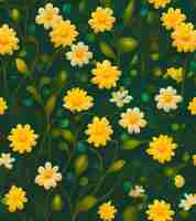 Free photo a wallpaper with yellow and white flowers on it