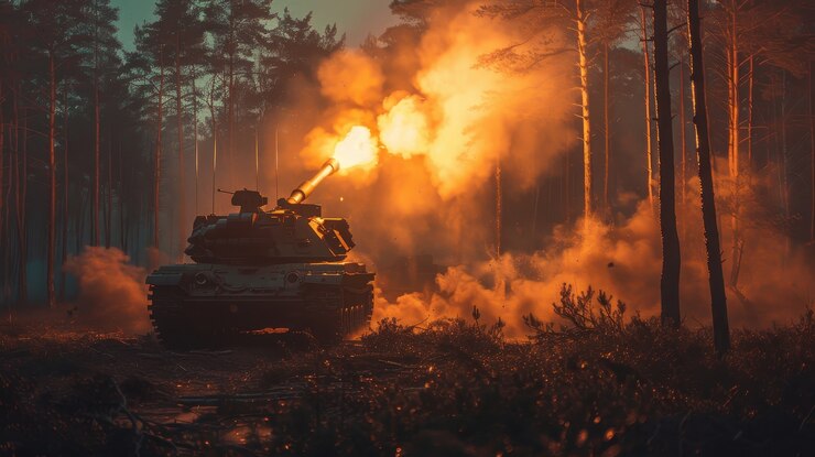 Free Photo war tank in dark style