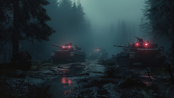 Free Photo war tank in dark style