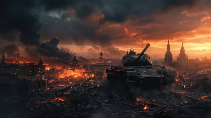 Free Photo war tank in dark style